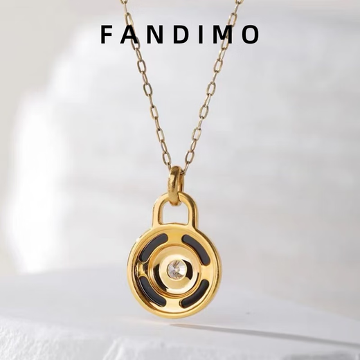 Fantimo light luxury jewelry agate necklace for women 18 gold k inlaid with diamond color gold clavicle chain simple daily 18k diamond agate necklace brand gift box + SF Express