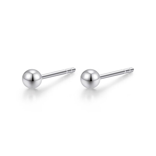 Mengjinyuan platinum earrings for women, PT950 glossy small round beads, platinum earrings, mini ear sticks, gift for girlfriend and friends, about 0.8g