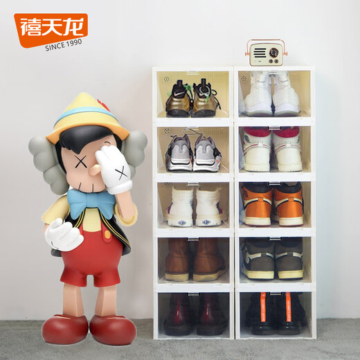 Citylong Transparent Shoe Box AJ Shoe Storage Box Gaobang Transparent Display Wall Magnetic Anti-Oxidation Acrylic Shoe Box Front Opening White 6 Pack with Camphor Balls Transparent