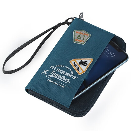MSquare Travel Portable Passport Holder Wallet Ticket Passport Bag Mobile Phone ID Bag Storage Bag Large Capacity Multi-Function Card Holder Commemorative Edition Navy Blue Short Style