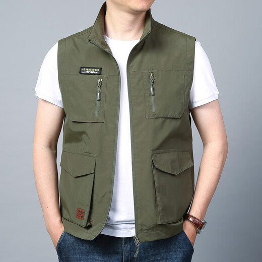 JP Men's Vest Casual Quick Dry Jacket Multipocket Photography Vest 2206 Khaki L (125jin [Jin entspricht 0,5 kg] -140jin [Jin ist gleich 0,5 kg])