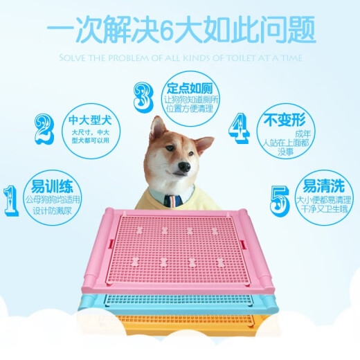 Hanhan Paradise Flat Dog Toilet Large Medium and Large Dog Teddy Dog Urinal Golden Retriever Dog Urinal Bichon Pet Supplies Free Upright Large Blue