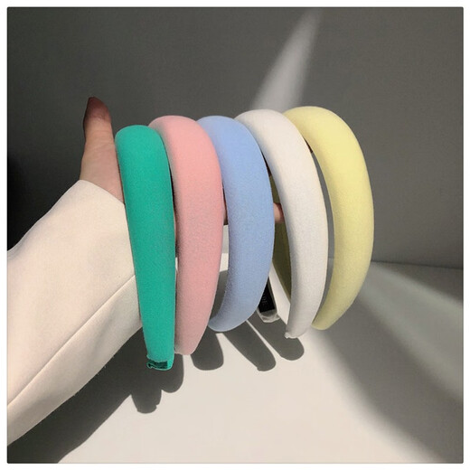 Feihua Korean Dongdaemun gentle cream color cute candy color wide-brimmed sponge headband temperament internet celebrity hairband female white 1 piece