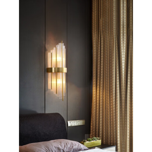mnkuhg all copper light luxury crystal wall light living room background wall aisle stairs lamp modern bedroom bedside lamp atmospheric lamp L B9928-2