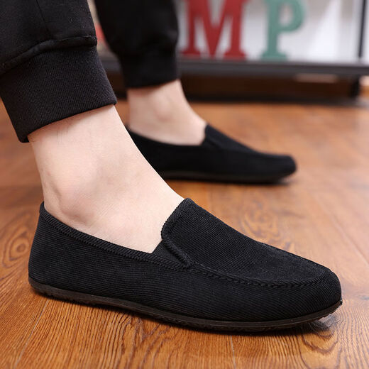 Lan Yujing Sommer Herren schuhlos schuhlos Schuh Lazier Schuhe Herren lässige Schuhe atmungsaktiven alten Peking -Stoffschuhen Herrenbohnenschuhe 8819 Schwarz 40