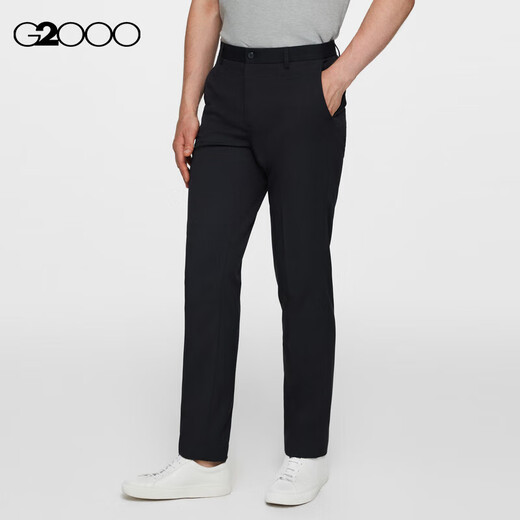 G2000 men's spring and autumn machine washable, easy to care for, crisp and can be worn in all seasons, slim-fitting trousers, black - slim fit 33