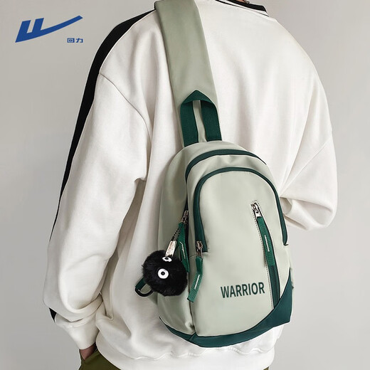 Warrior Men's Crossbody Bag 2025 New Shoulder Bag Women's Casual Student Convenient Small Backpack Large Capacity Commuting Chest Bag Men's Green Astronaut Pendant