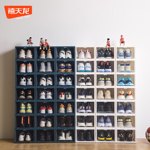 Citylong Transparent Shoe Box AJ Shoe Storage Box Gaobang Transparent Display Wall Magnetic Anti-Oxidation Acrylic Shoe Box Front Opening White 6 Pack with Camphor Balls Transparent