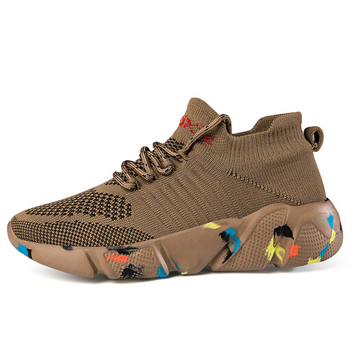 Dianou 2025 Neue lässige Single -Schuhe Großgröße Weiche Sohle atmungsaktive Sportschuhe Vielseitige Top -Sockenschuhe LLN 7027 Fisch Seide All Black 37