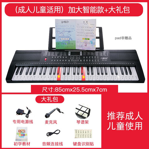Aiqi 61-key electronic piano beginner adult kindergarten teacher electronic piano children music instrument gift piano 663 enlarged smart black + keys light