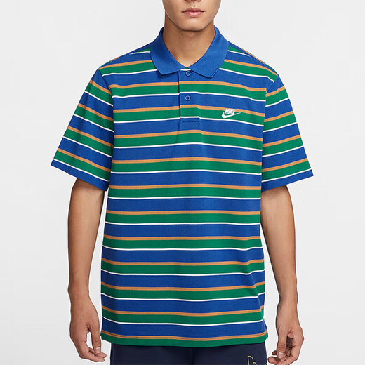 耐克（NIKE）短袖POLO衫男装夏季新款潮流时尚条纹运动服休闲翻领T恤半袖上衣 FN3897-480 S