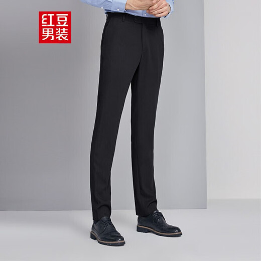 Hongdou Hodo men's trousers men's business formal solid color elastic drape men's trousers S1 black 175/96B (38)