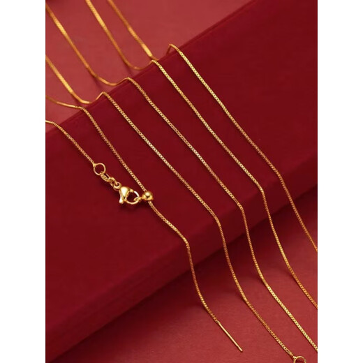 Fat Donglai's same style k gold necklace plain chain new 18k gold women's model 999 gold 0 word chain 3d hard gold Xiaobang chain Chopard chain 45cm 2.38g