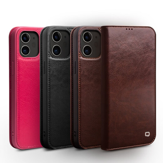 Genuine leather suitable for Apple 12 Promax mobile phone case iPhone13pro/12mini protective cover flap anti-fall full cover men's model Apple 12 Pro Max classic black (6.7 inches)