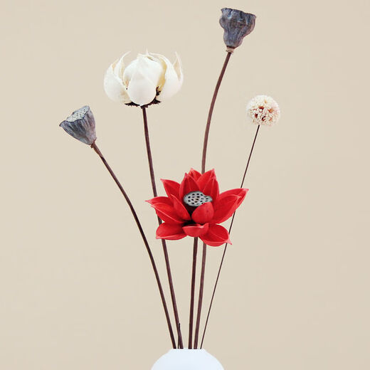 Love the bouquet of dried flowers, real flowers, dried lotus roots, natural decoration ornaments, lotus pods, flower arrangement, living room decoration, Buddhist Zen lotus, dried flower combination 1105 (without vase)