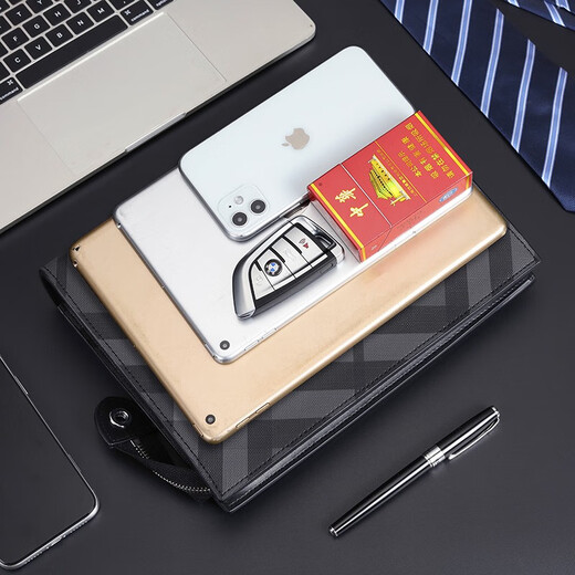 CalaceKonla Handtasche Männer lässig Männer Clutch Bag große Kapazität Handtasche Herrengeschäft Handtasche Großgröße Trendy CK127 Schwarz