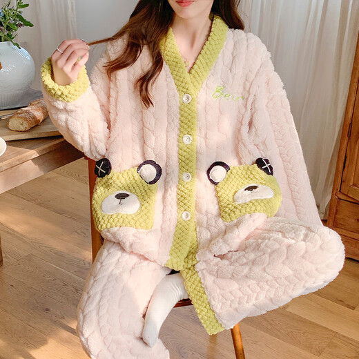 Yu Zhaolin coral velvet pajamas for women in autumn and winter 2024 new plush thickened winter flannel home clothing set winter MY-9925 velvet L 165