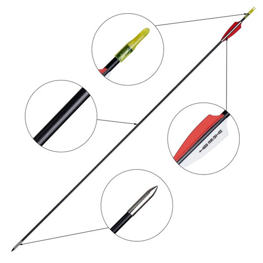 HUWAIREN Bogenschießen Erwachsene Recurve-Bogen Wettkampf Metallrollenbogen Militär-Fan-Ausrüstung Pfeil- und Bogen-Set Fitnessgeräte Black Panther 6 Übungspfeile (Fiberglaspfeile) 30 lbs.