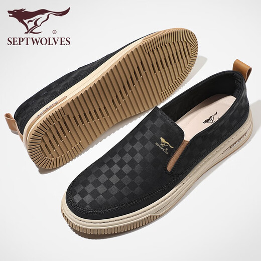 Sieben Wolf Canvas Schuhe Herrenschuhe Ein-Pin-Freizeitschuhe Sommer atmungsaktiven Männer mit niedrigen Top-Schuhen 2186 Schwarz 42 Lederschuhe Größe