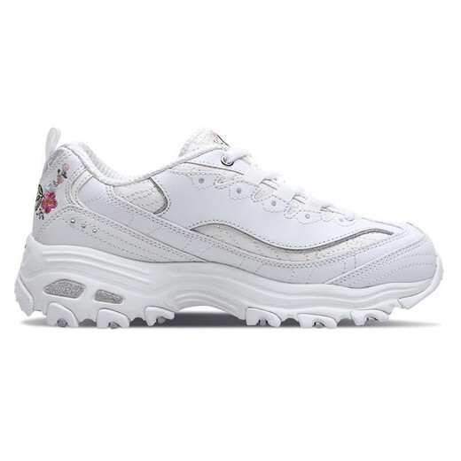 
SKECHERS women's shoes flower embroidered panda shoes summer retro thick-soled sponge cake shoes casual dad shoes 11977-WHT white 35 /5/220mm
