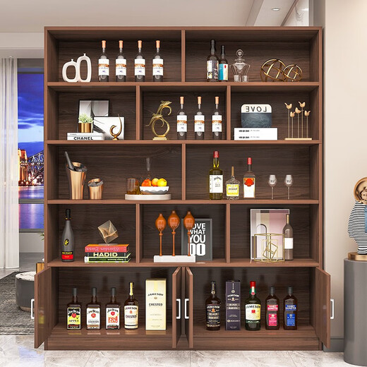 Shousheng red wine cabinet display cabinet living room partition display rack wine rack tea household wine cabinet floor cabinet display tobacco cabinet container recommended wilderness oak color丨four doors丨140*180