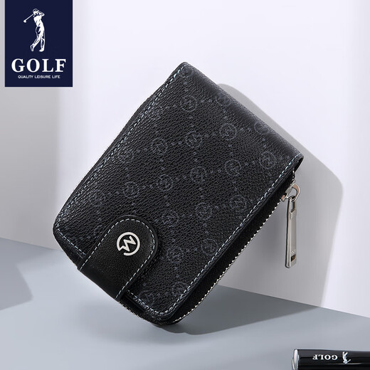 高尔夫（GOLF）时尚印花卡包商务男士时尚钱包便捷小巧驾驶证位相片位礼物 黑色
