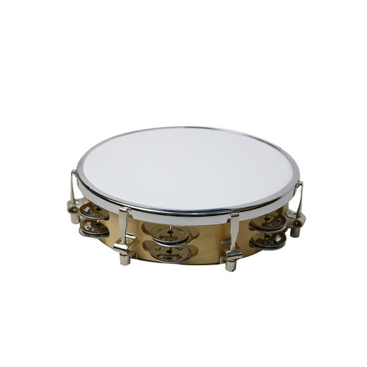 ORFF Doppelreihe Verstellbares Tamburin Polyester Leder-Trommelfaim-Ahorn-Drum-Ring-Performance Großes Tamburin Western Percussion Handtrommelinstrument 8-Zoll-Doppelreihen-Einstellbares Tamburin