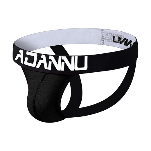 ADANNU new men's sexy underwear personalized thong low waist sexy double thong mesh white M