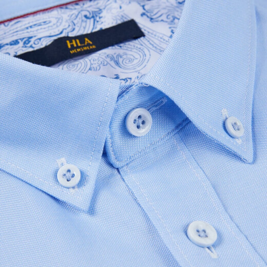 HLA Heilan long-sleeved casual shirt men's spring embroidered chest logo soft washed long lining HNEAD1Q020A light blue (20) 175/92A (40)