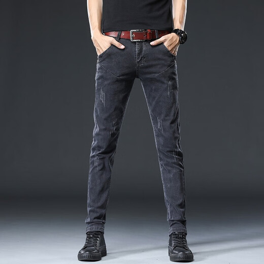 
Playboy jeans for men in spring and summer new elastic slim fit trousers for men for casual versatile men’s pants Korean style 6636 gray + 8913 gray [micro-elastic/slim fit] 31 Waist circumference is about 2 feet 4
