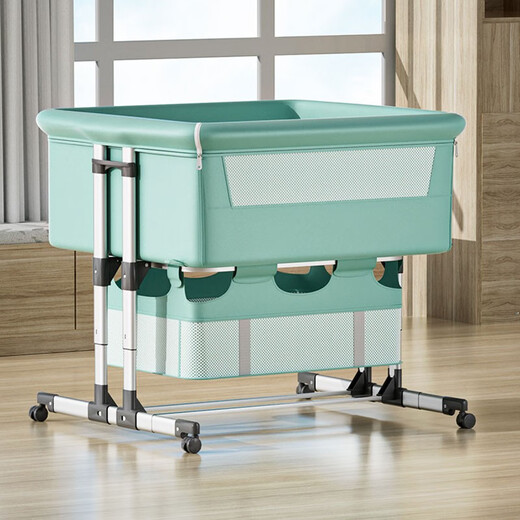 
HAIZIJIA Twin Crib Cot Children's Bed Bed Cradle Bed Baby BB Cradle Bed Multifunctional Double Newborn Children's Bed Grey + Mattress