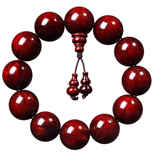 Xianyin small-leaf red sandalwood sunken Buddha beads bracelet natural wood decoration men's bracelet trendy fashion 12mmX17 pieces