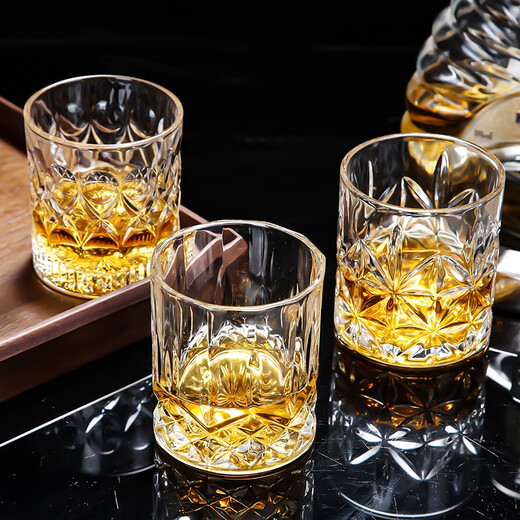 SURANER European whiskey cup home crystal glass creative wine cup spirit cup water cup internet celebrity beer cup grid rotating model one pack