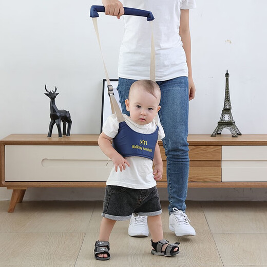 Hug Duck Baby Toddler Belt Summer Learning Walking Carrier Anti-strangle Baby Breathable Four Seasons Anti-Loss Children Toddler Belt Simple Style-Dark Blue