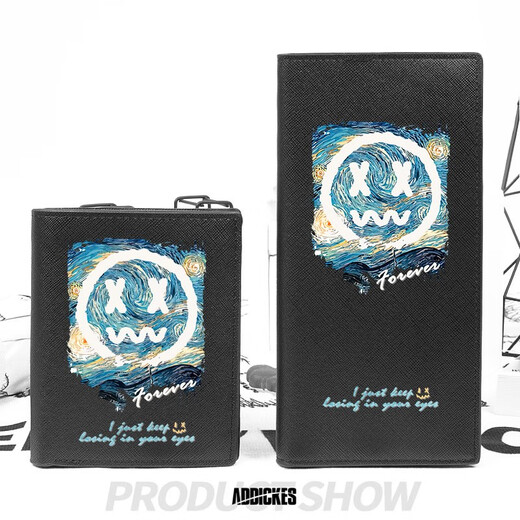 Flo Cat Van Gogh Starry Sky co-branded trendy brand personality creative trendy fashion teen student wallet card holder two-in-one boys short style Starry Sky Forever