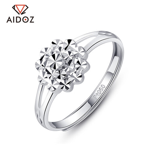 Aido Diamond pt950 platinum ring for women, fashionable platinum petal ring, shiny imitation diamond design, weight 4.1-4.3 grams + delivery certificate