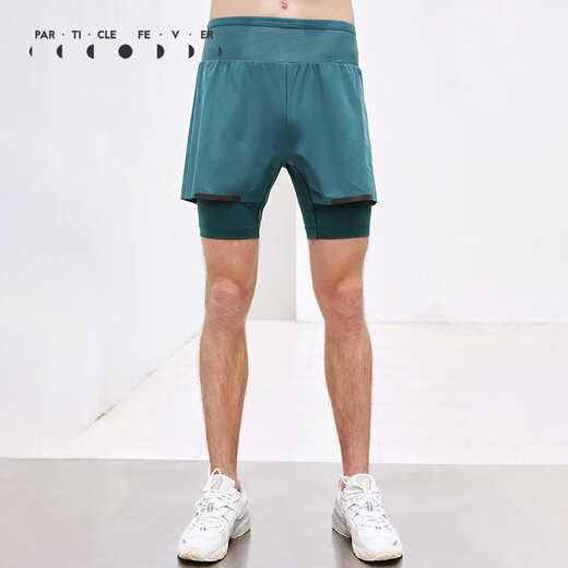 
Particle Mania Sports Shorts Spring and Summer Men Comfortable Stretch Fake Two-Piece Running Fitness Shorts 12350 102 Dark Black S