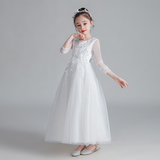 德夫阿可儿童礼服女童公主裙高端长裙子小主持人钢琴演出晚礼服大童中学生 CW683长款香槟色 150 (建议61-70斤)