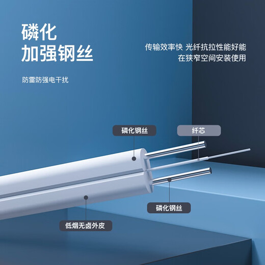 Dashengguang Finished leather optical cable Telecom grade fiber optic jumper SC/UPC-SC/UPC Indoor single core 2 steel wire 20 meters Universal optical cat extension cable White DSG-PT120