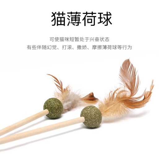 Hanhan paradise cat toy cat stick kitten cat molar play log color feather funny cat catnip wood polygon funny cat artifact toy