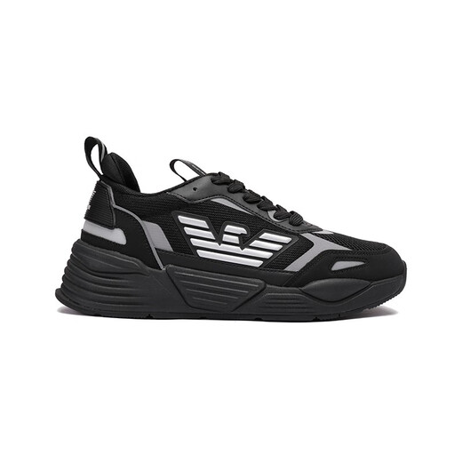 Armani (ARMANI)EA7 Men's Mesh Lace Thick Sole Casual Sneaker Gift Men X8X070 XK165 M826 Black Silver Eagle Logo 43.5 Brand Original Code 43 1/3