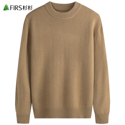 Shanshan (FIRS) thick pure wool round neck sweater for men's autumn new business solid color casual knitted warm sweater 692 camel L (175)