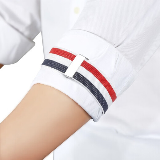 IFSONG sleeve cuffs shirt men's sleeve cuffs arm cuffs women's shirt armbands elastic elastic anti-run and anti-wrinkle fixed straps sleeve cuffs blue, white and red stripes (2.5CM) 205C
