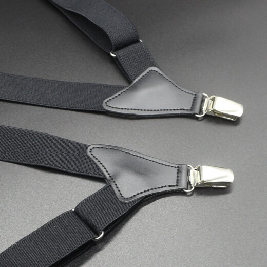 JOYBOKER men's and women's two-clip suspenders men's clip suspenders side clip holster-style elastic non-slip suspenders 2.5cm black X-shaped stretch trousers shoulder straps black