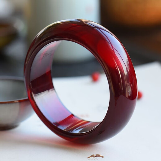 DRJEFUN authentic blood amber old beeswax bracelet burgundy blood pool bracelet amber raw stone widened amber widened bracelet inner diameter 61-62mm