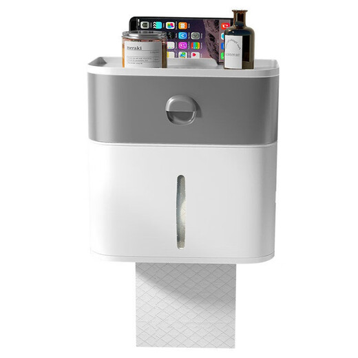 Nuzheng bathroom tissue box toilet paper box toilet paper box wall-mounted punch-free storage rack storage rack waterproof tissue holder upgraded double-layer starry sky gray super large capacity