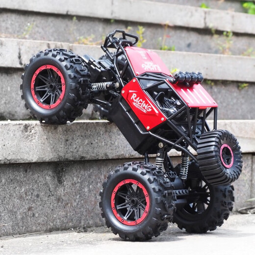 MAIGEMENG children's remote control car toy boy off-road vehicle remote control car alloy climbing car Children's Day gift large alloy red [four-wheel drive + single control + long battery life]