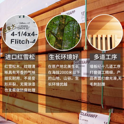 佰年桑 汗蒸房家用传统桑拿房家庭家用实木进口原木桑拿屋汗蒸箱屋湿蒸 红雪松/双人（1500*1350*1900）