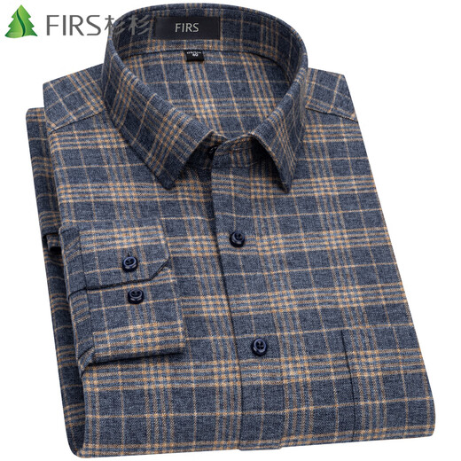 Shanshan (FIRS) pure cotton brushed long-sleeved shirt for men, middle-aged dad's cotton plaid shirt for men A951-2 42