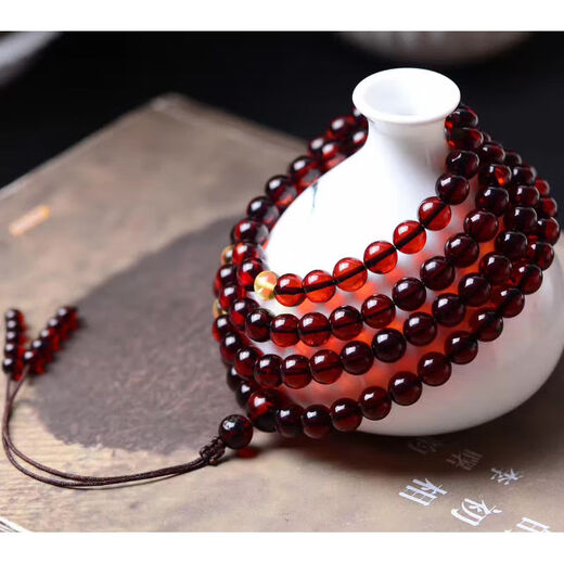 Burmese blood amber 108 beads beeswax bracelet raw stone bracelet for men and women amber bracelet necklace 6mm108